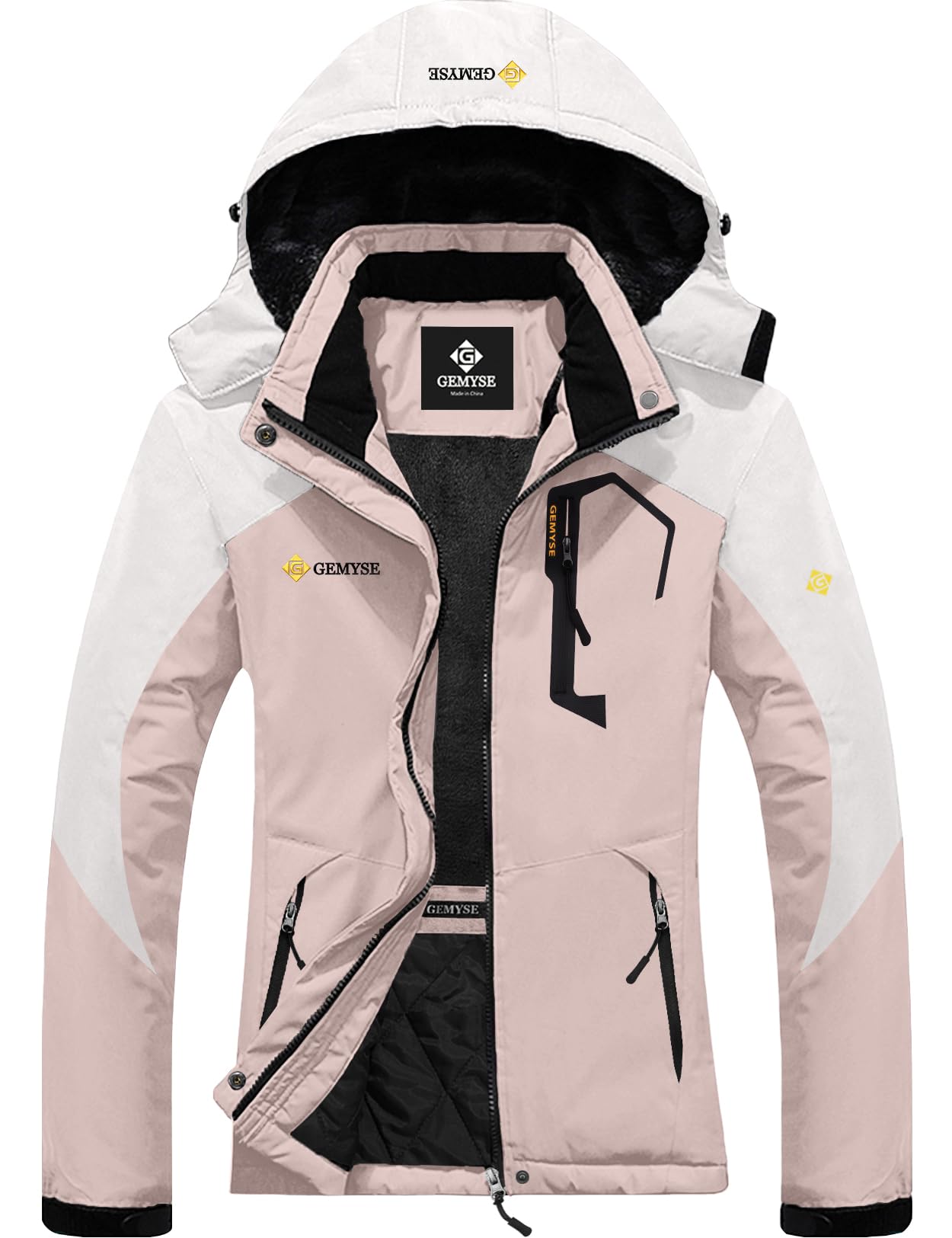 GEMYSE Women's Ski Snow Jacket Warm Winter Waterproof Coat Snowboard Rain Jacket Hooded Windproof Windbreaker